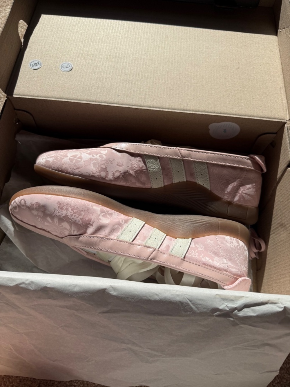 adidas Pink Satin Ballet Flats with Ribbon Laces - Picture 3 of 9